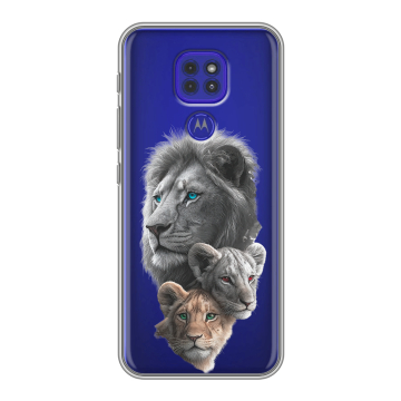 Силиконовый чехол на Motorola Moto G9 Play с принтом Львы Силиконовый чехол на Motorola Moto G9 Play с принтом Львы
