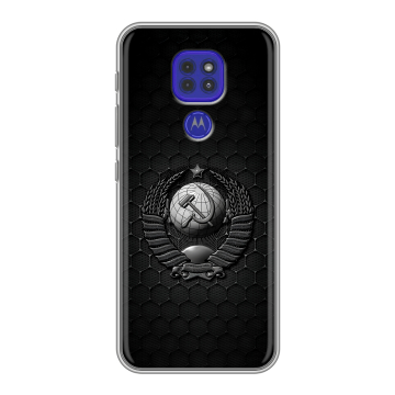 Силиконовый чехол на Motorola Moto G9 Play с принтом Герб Флаг СССР