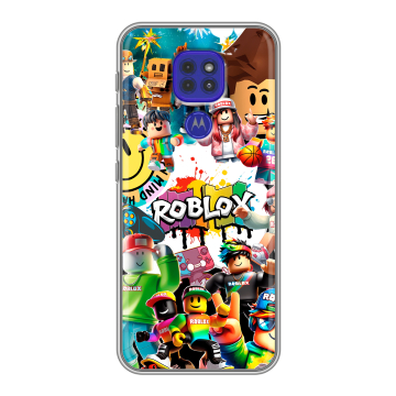 Силиконовый чехол на Motorola Moto G9 Play с принтом Roblox Роблокс