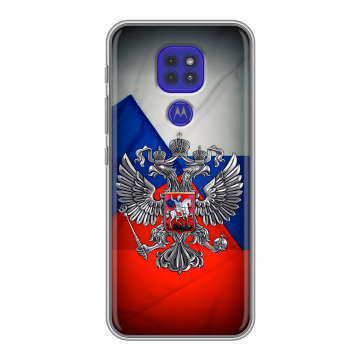 Силиконовый чехол на Motorola Moto G9 Play с принтом Флаг России