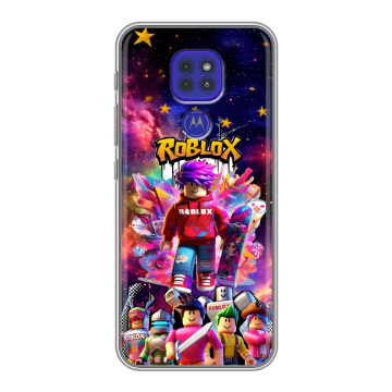 Силиконовый чехол на Motorola Moto G9 Play с принтом Roblox Роблокс