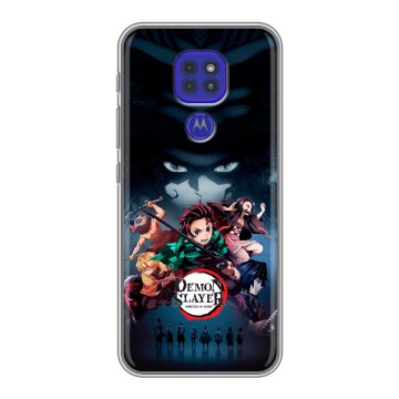 Силиконовый чехол на Motorola Moto G9 Play с принтом Demon Slayer Клинок рассекающий демонов