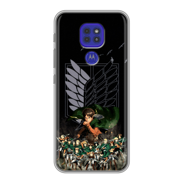 Силиконовый чехол на Motorola Moto G9 Play с принтом Атака титанов