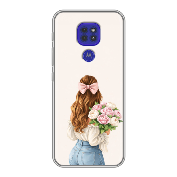 Силиконовый чехол на Motorola Moto G9 Play с принтом женский