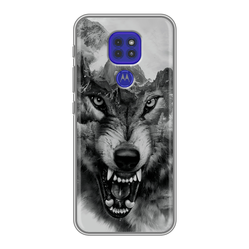 Силиконовый чехол на Motorola Moto G9 Play с принтом Волк Силиконовый чехол на Motorola Moto G9 Play с принтом Волк