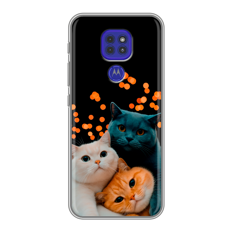 Силиконовый чехол на Motorola Moto G9 Play с принтом Кошки Силиконовый чехол на Motorola Moto G9 Play с принтом Кошки