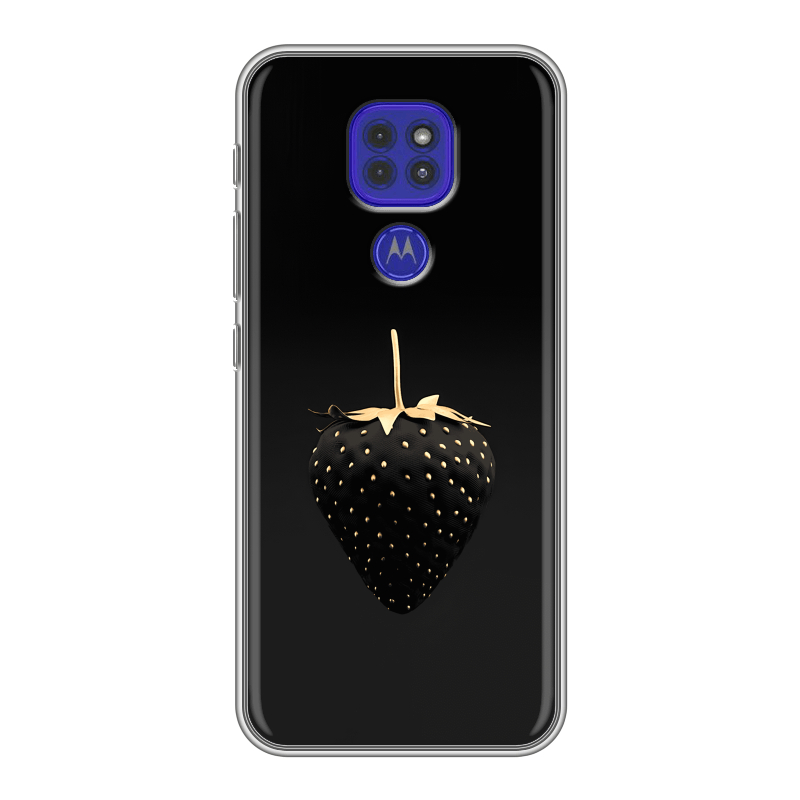 Силиконовый противоударный чехол на Motorola Moto G9 Play с принтом Черная клубника Силиконовый противоударный чехол на Motorola Moto G9 Play с принтом Черная клубника