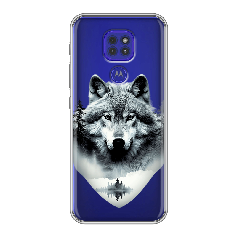 Силиконовый противоударный чехол на Motorola Moto G9 Play с принтом Волк в лесу Силиконовый противоударный чехол на Motorola Moto G9 Play с принтом Волк в лесу
