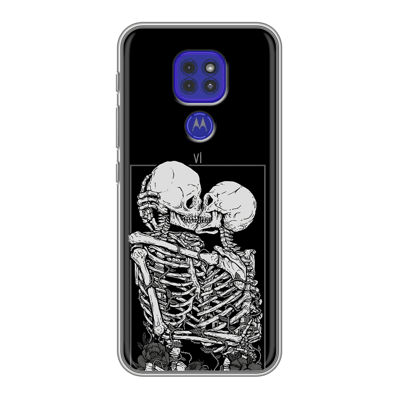 Силиконовый чехол на Motorola Moto G9 Play с принтом Поцелуй скелетов Силиконовый чехол на Motorola Moto G9 Play с принтом Поцелуй скелетов