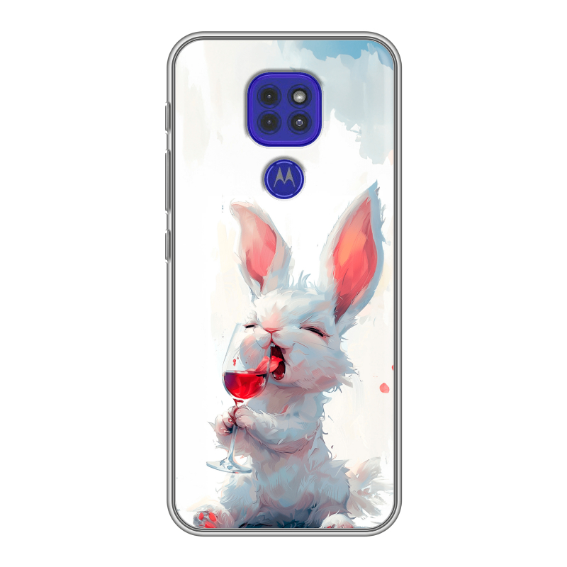 Силиконовый противоударный чехол на Motorola Moto G9 Play с принтом кролик зайчик Силиконовый противоударный чехол на Motorola Moto G9 Play с принтом кролик зайчик