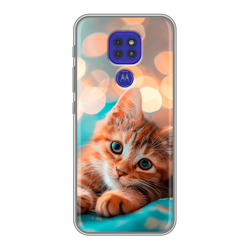 Силиконовый противоударный чехол на Motorola Moto G9 Play с принтом котик Силиконовый противоударный чехол на Motorola Moto G9 Play с принтом котик
