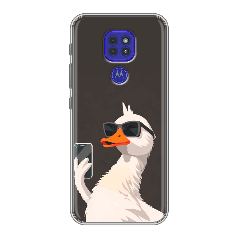 Силиконовый чехол на Motorola Moto G9 Play с принтом утка в очках Силиконовый чехол на Motorola Moto G9 Play с принтом утка в очках
