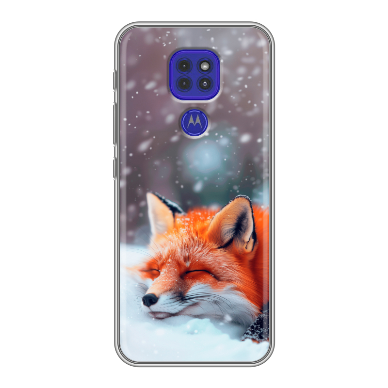 Силиконовый чехол на Motorola Moto G9 Play с принтом лиса Силиконовый чехол на Motorola Moto G9 Play с принтом лиса