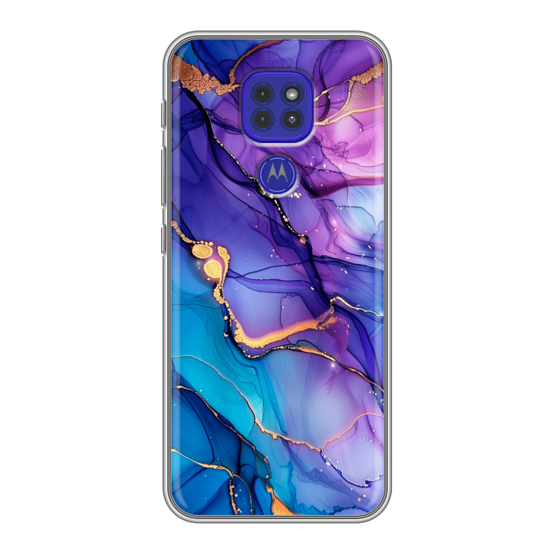 Силиконовый чехол на Motorola Moto G9 Play с принтом синий мрамор Силиконовый чехол на Motorola Moto G9 Play с принтом синий мрамор