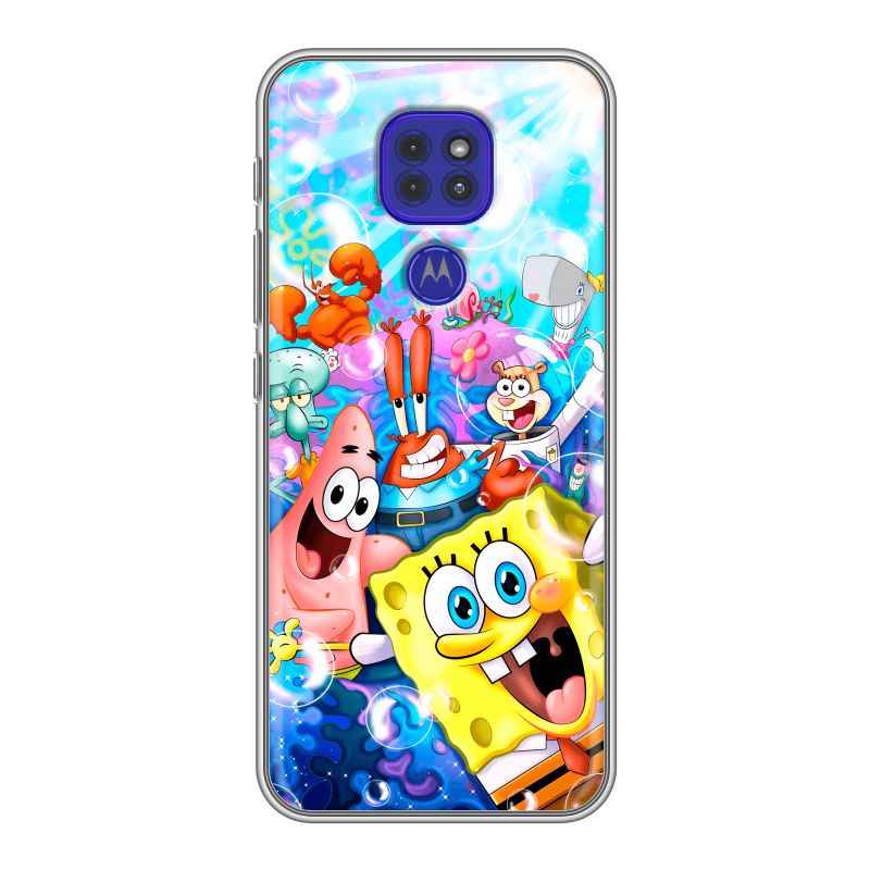Силиконовый противоударный чехол на Motorola Moto G9 Play с принтом спанчбоб спанч боб Силиконовый противоударный чехол на Motorola Moto G9 Play с принтом спанчбоб спанч боб