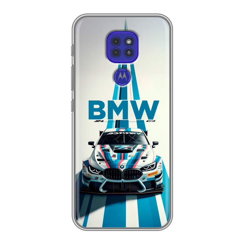 Силиконовый чехол на Motorola Moto G9 Play с принтом БМВ BMW Силиконовый чехол на Motorola Moto G9 Play с принтом БМВ BMW
