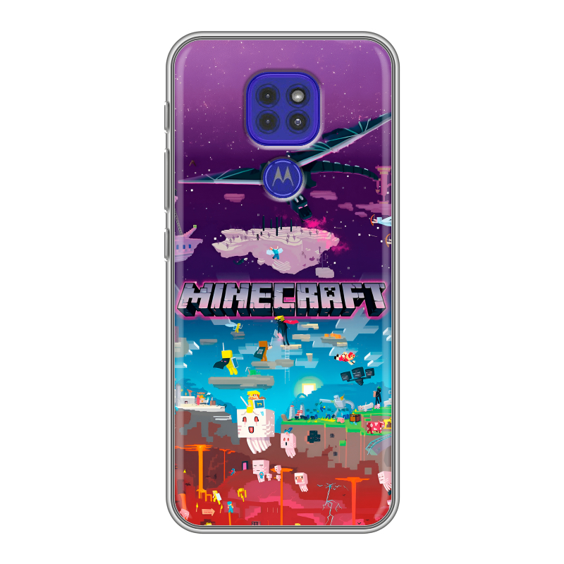 Силиконовый противоударный чехол на Motorola Moto G9 Play с принтом Майнкрафт Minecraft Силиконовый противоударный чехол на Motorola Moto G9 Play с принтом Майнкрафт Minecraft
