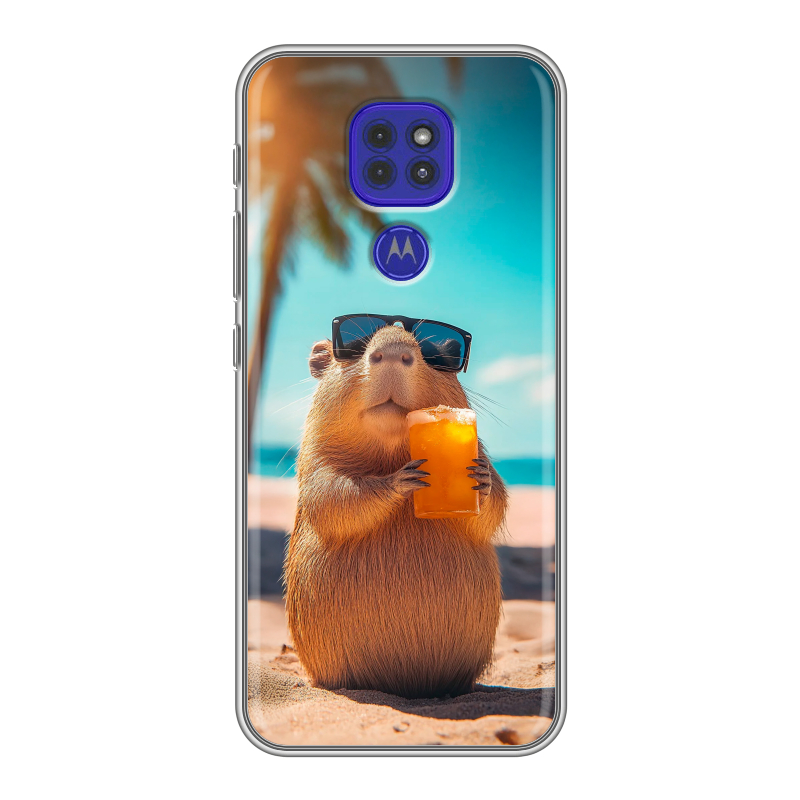 Силиконовый противоударный чехол на Motorola Moto G9 Play с принтом Капибара Силиконовый противоударный чехол на Motorola Moto G9 Play с принтом Капибара