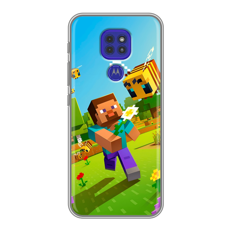 Силиконовый чехол на Motorola Moto G9 Play с принтом Майнкрафт Minecraft Силиконовый чехол на Motorola Moto G9 Play с принтом Майнкрафт Minecraft