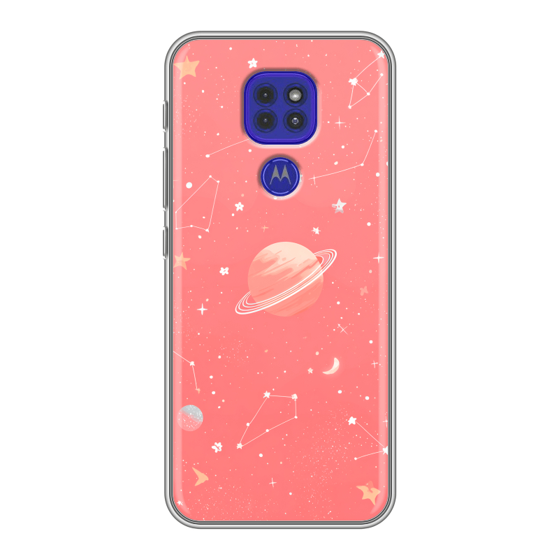 Силиконовый чехол на Motorola Moto G9 Play с принтом Розовый космос Силиконовый чехол на Motorola Moto G9 Play с принтом Розовый космос