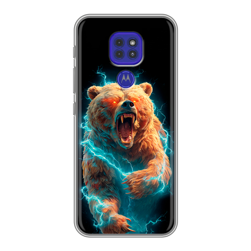 Силиконовый чехол на Motorola Moto G9 Play с принтом Медведь Силиконовый чехол на Motorola Moto G9 Play с принтом Медведь