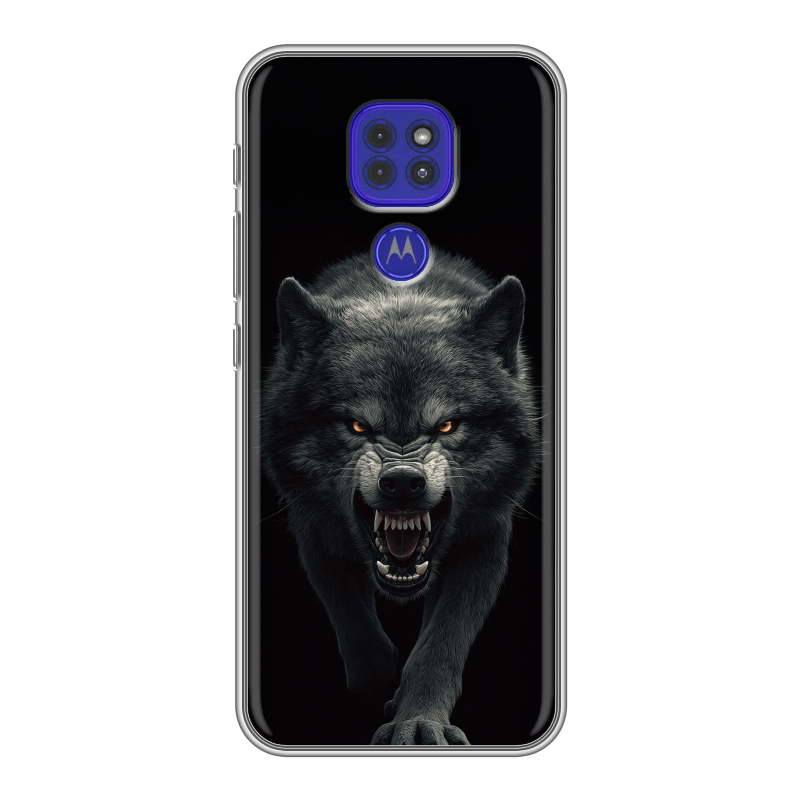 Силиконовый чехол на Motorola Moto G9 Play с принтом Волк Силиконовый чехол на Motorola Moto G9 Play с принтом Волк