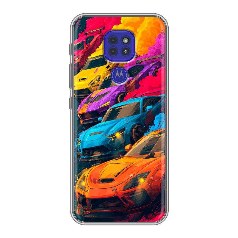 Силиконовый противоударный чехол на Motorola Moto G9 Play с принтом Тачки Силиконовый противоударный чехол на Motorola Moto G9 Play с принтом Тачки