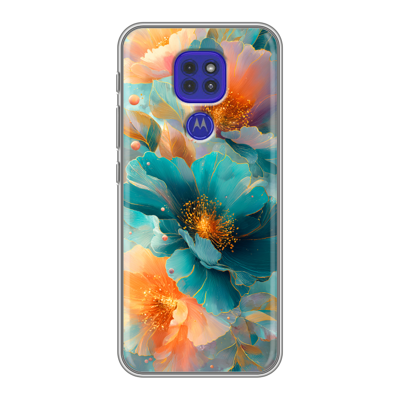 Силиконовый противоударный чехол на Motorola Moto G9 Play с принтом Цветы Силиконовый противоударный чехол на Motorola Moto G9 Play с принтом Цветы