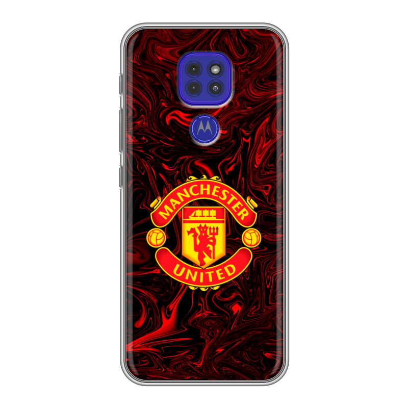 Силиконовый противоударный чехол на Motorola Moto G9 Play с принтом Manchester United Силиконовый противоударный чехол на Motorola Moto G9 Play с принтом Manchester United