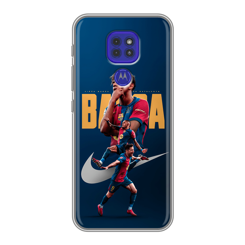 Силиконовый чехол на Motorola Moto G9 Play с принтом Барселона Barca Yamal Силиконовый чехол на Motorola Moto G9 Play с принтом Барселона Barca Yamal