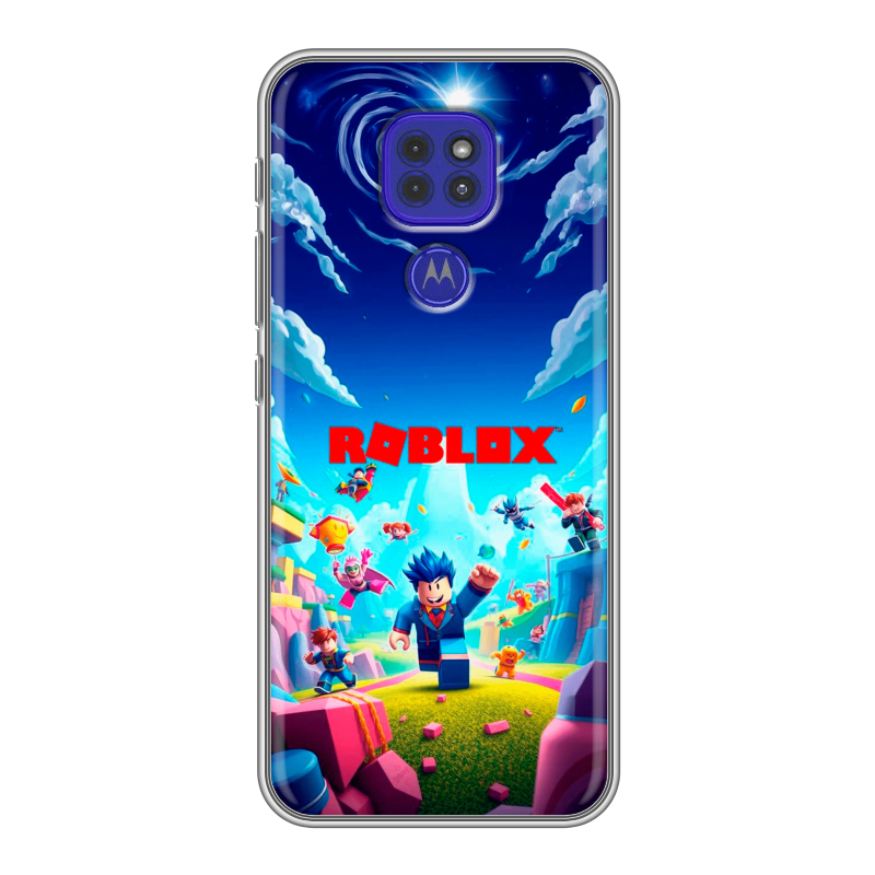 Силиконовый противоударный чехол на Motorola Moto G9 Play с принтом Roblox Роблокс Силиконовый противоударный чехол на Motorola Moto G9 Play с принтом Roblox Роблокс