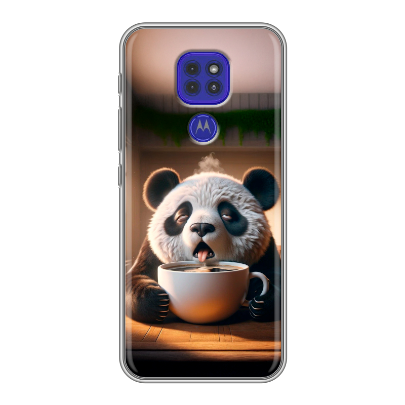 Силиконовый чехол на Motorola Moto G9 Play с принтом смешная панда Силиконовый чехол на Motorola Moto G9 Play с принтом смешная панда