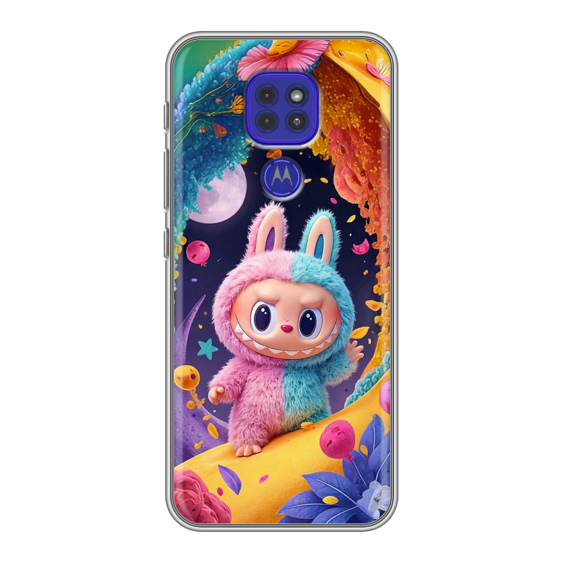 Силиконовый противоударный чехол на Motorola Moto G9 Play с принтом Labubu Лабубу Силиконовый противоударный чехол на Motorola Moto G9 Play с принтом Labubu Лабубу