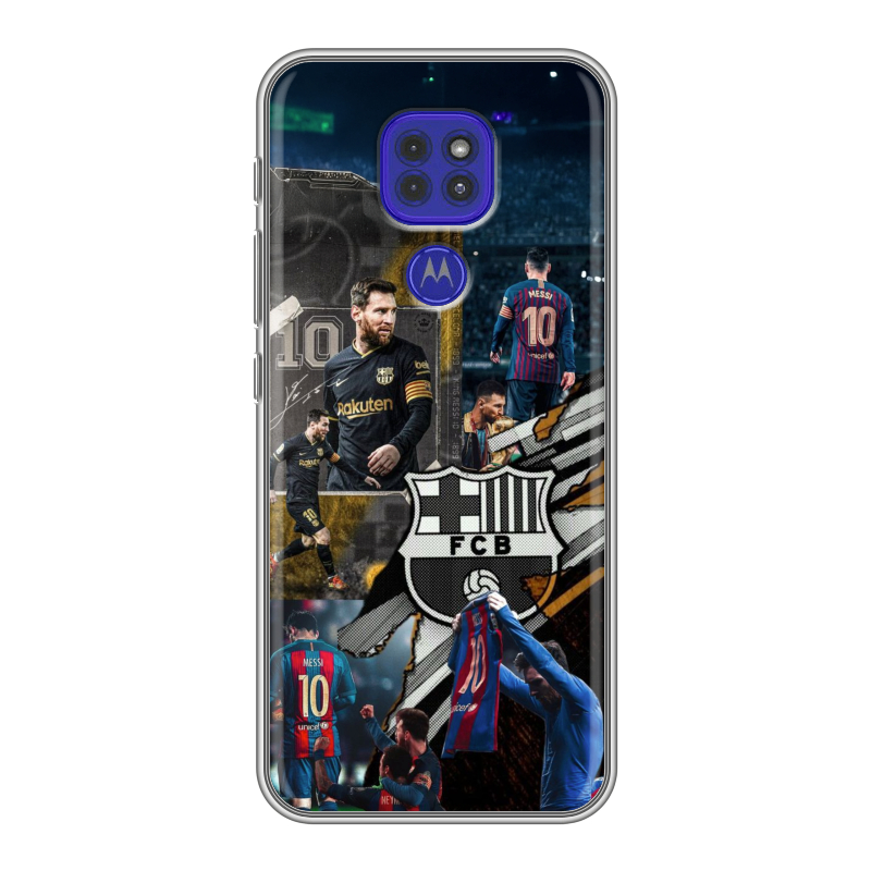 Силиконовый противоударный чехол на Motorola Moto G9 Play с принтом Messi Barcelona Силиконовый противоударный чехол на Motorola Moto G9 Play с принтом Messi Barcelona