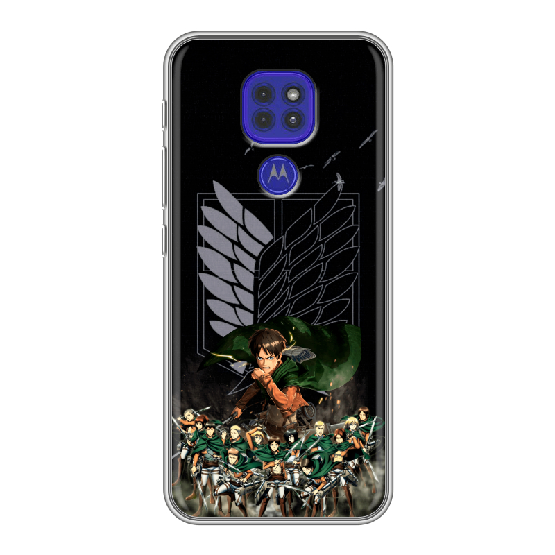 Силиконовый чехол на Motorola Moto G9 Play с принтом Атака титанов Силиконовый чехол на Motorola Moto G9 Play с принтом Атака титанов
