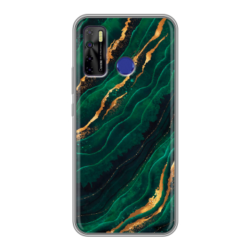 Силиконовый чехол на Tecno Camon 15 с принтом Мрамор зеленое золото
