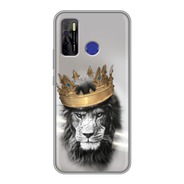 Силиконовый чехол на Tecno Camon 15 с принтом Лев с короной