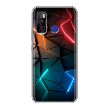 Силиконовый чехол на Tecno Camon 15 с принтом Абстракция неон