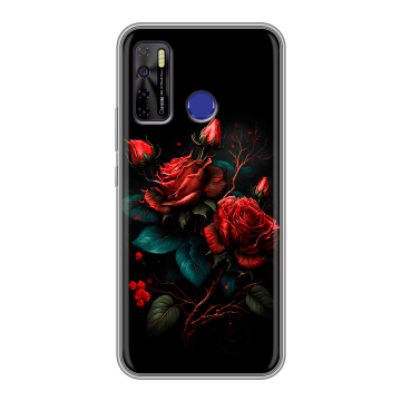 Силиконовый чехол на Tecno Camon 15 с принтом Розы красные