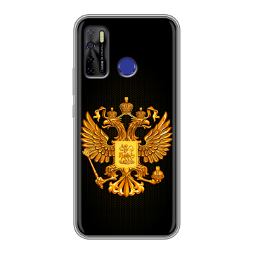 Силиконовый чехол на Tecno Camon 15 с принтом Герб России желтый