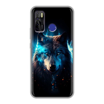 Силиконовый чехол на Tecno Camon 15 с принтом Волк ночной Силиконовый чехол на Tecno Camon 15 с принтом Волк ночной