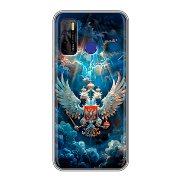 Силиконовый чехол на Tecno Camon 15 с принтом Герб флаг России