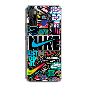 Силиконовый чехол на Tecno Camon 15 с принтом найк nike черный Силиконовый чехол на Tecno Camon 15 с принтом найк nike черный