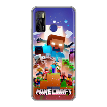 Силиконовый чехол на Tecno Camon 15 с принтом Майнкрафт Minecraft Силиконовый чехол на Tecno Camon 15 с принтом Майнкрафт Minecraft