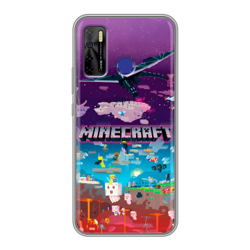 Силиконовый чехол на Tecno Camon 15 с принтом Майнкрафт Minecraft
