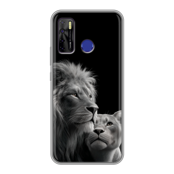 Силиконовый чехол на Tecno Camon 15 с принтом Лев кошки Силиконовый чехол на Tecno Camon 15 с принтом Лев кошки