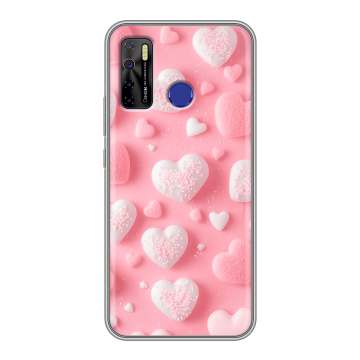 Силиконовый чехол на Tecno Camon 15 с принтом Сердечки
