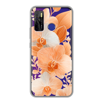 Силиконовый чехол на Tecno Camon 15 с принтом Бежевые цветы Силиконовый чехол на Tecno Camon 15 с принтом Бежевые цветы