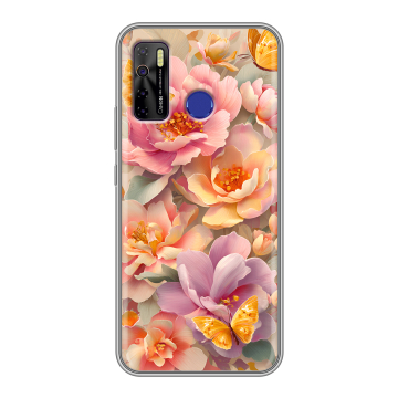 Силиконовый чехол на Tecno Camon 15 с принтом Цветы и бабочки Силиконовый чехол на Tecno Camon 15 с принтом Цветы и бабочки