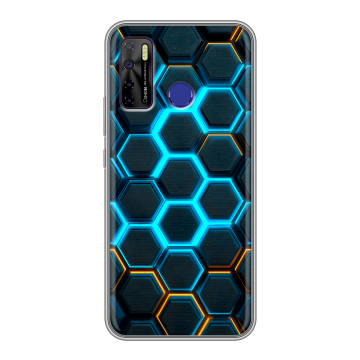 Силиконовый чехол на Tecno Camon 15 с принтом Неоновые соты Силиконовый чехол на Tecno Camon 15 с принтом Неоновые соты